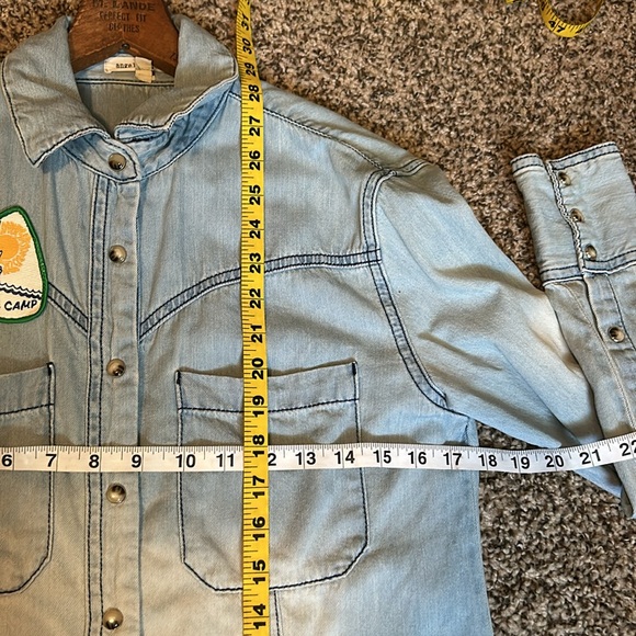 Angel + Premium Camp Denim Button Down Shirt Pearl Snaps - Picture 10 of 10